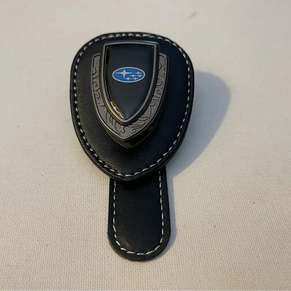 Subaru Logo Sunglass Holder for Car Black PU Leather NWT